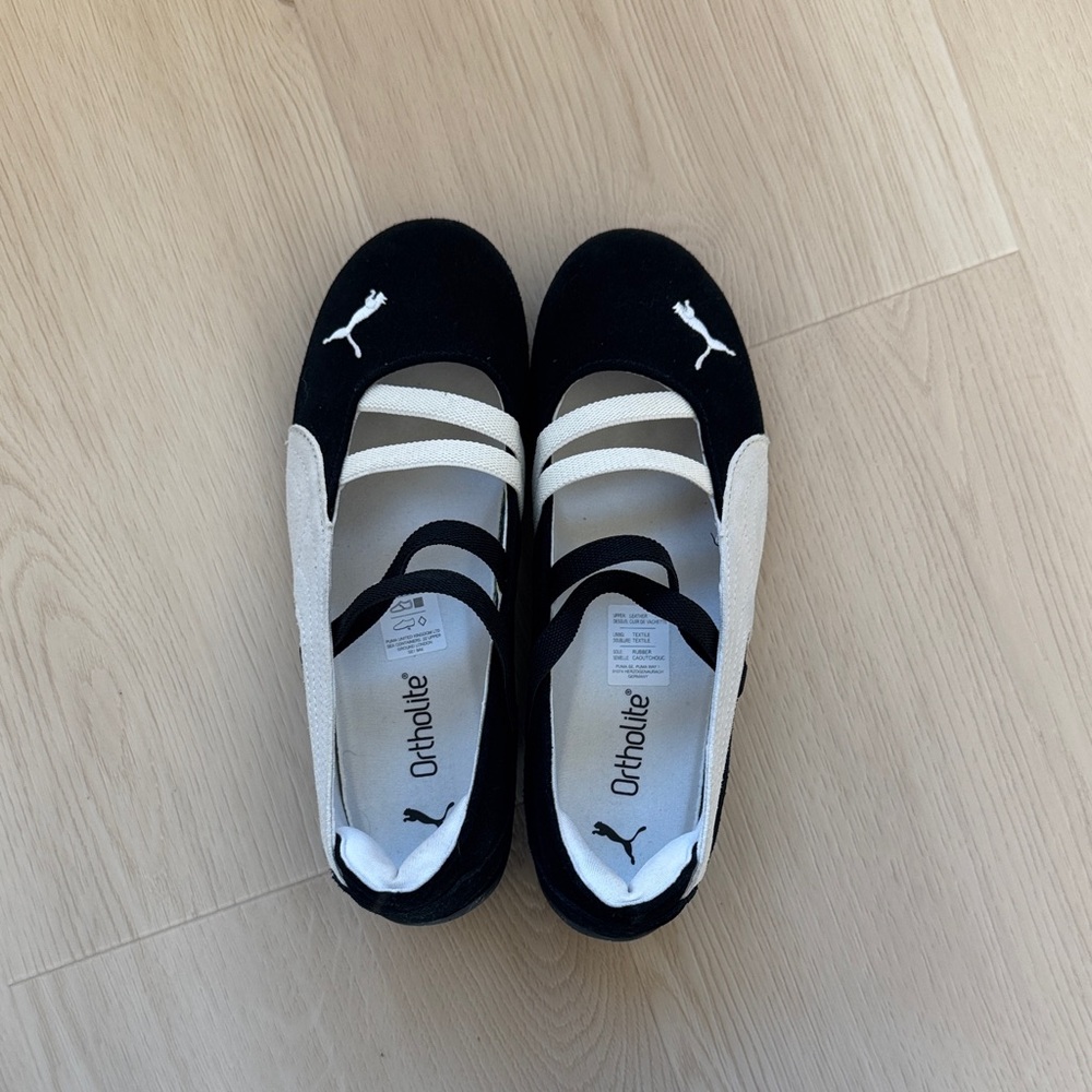 Puma Black and White Speedcat Ballet Flats